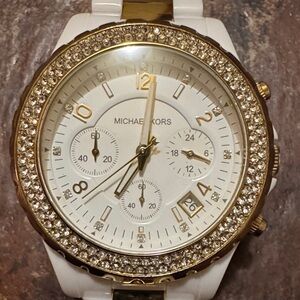 Used Michael Kors White and Gold Watch